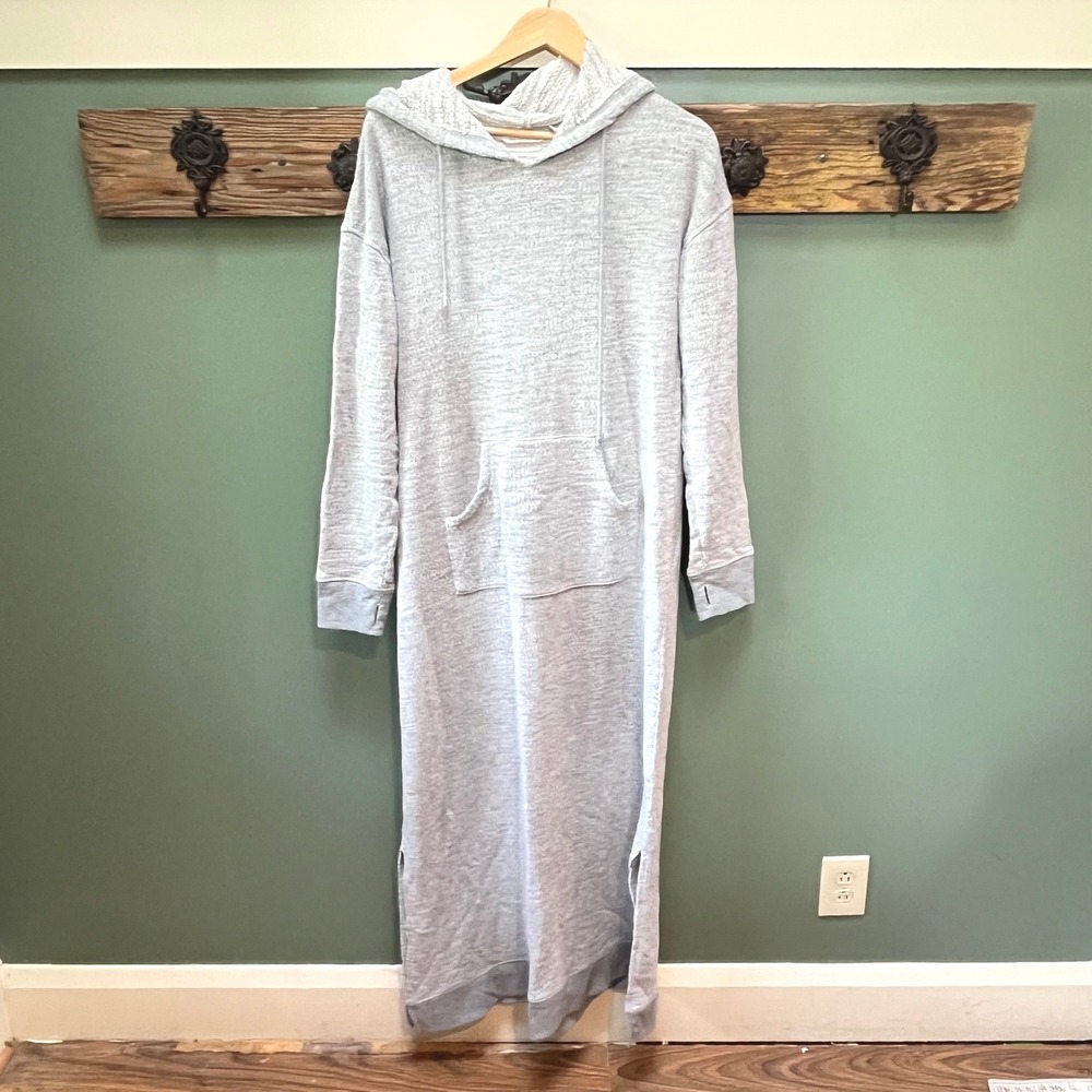 Soft Surroundings Gray Space Dye Maxi Hoodie Dress Thumbholes Tall Large 4AB06